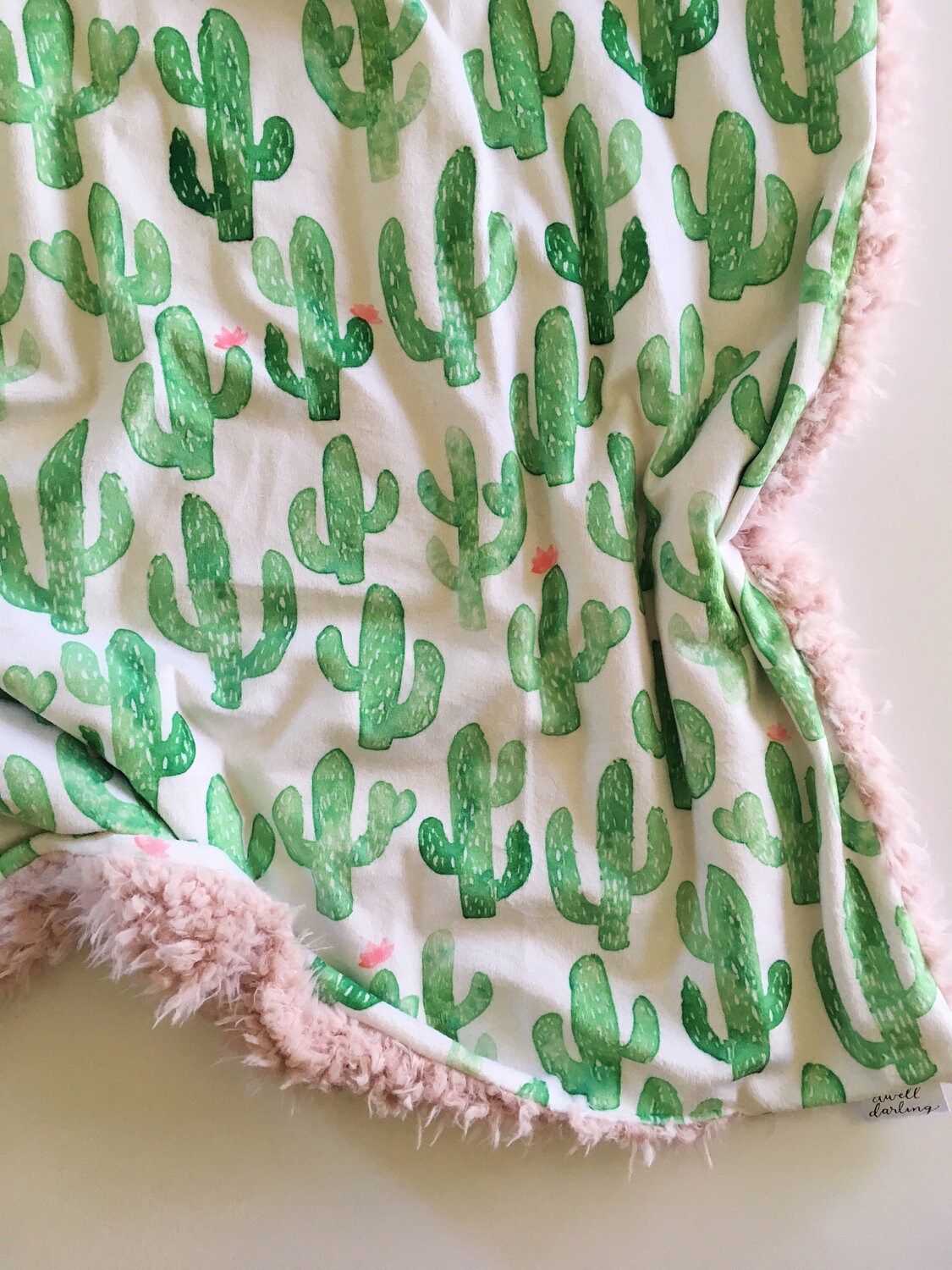 Watercolor cactus Minky Baby blanket cactus bedding floral ...