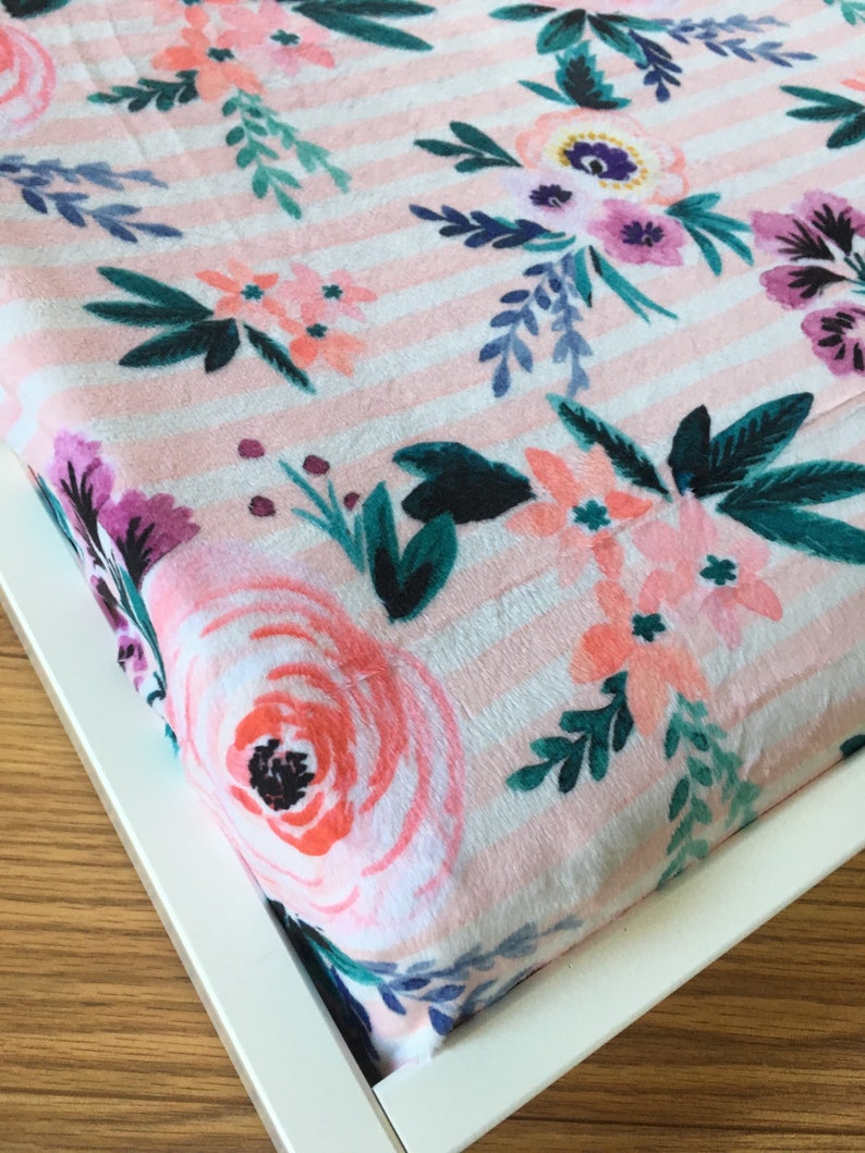 Floral Minky Changing Pad Cover blush nursery minky Etsy