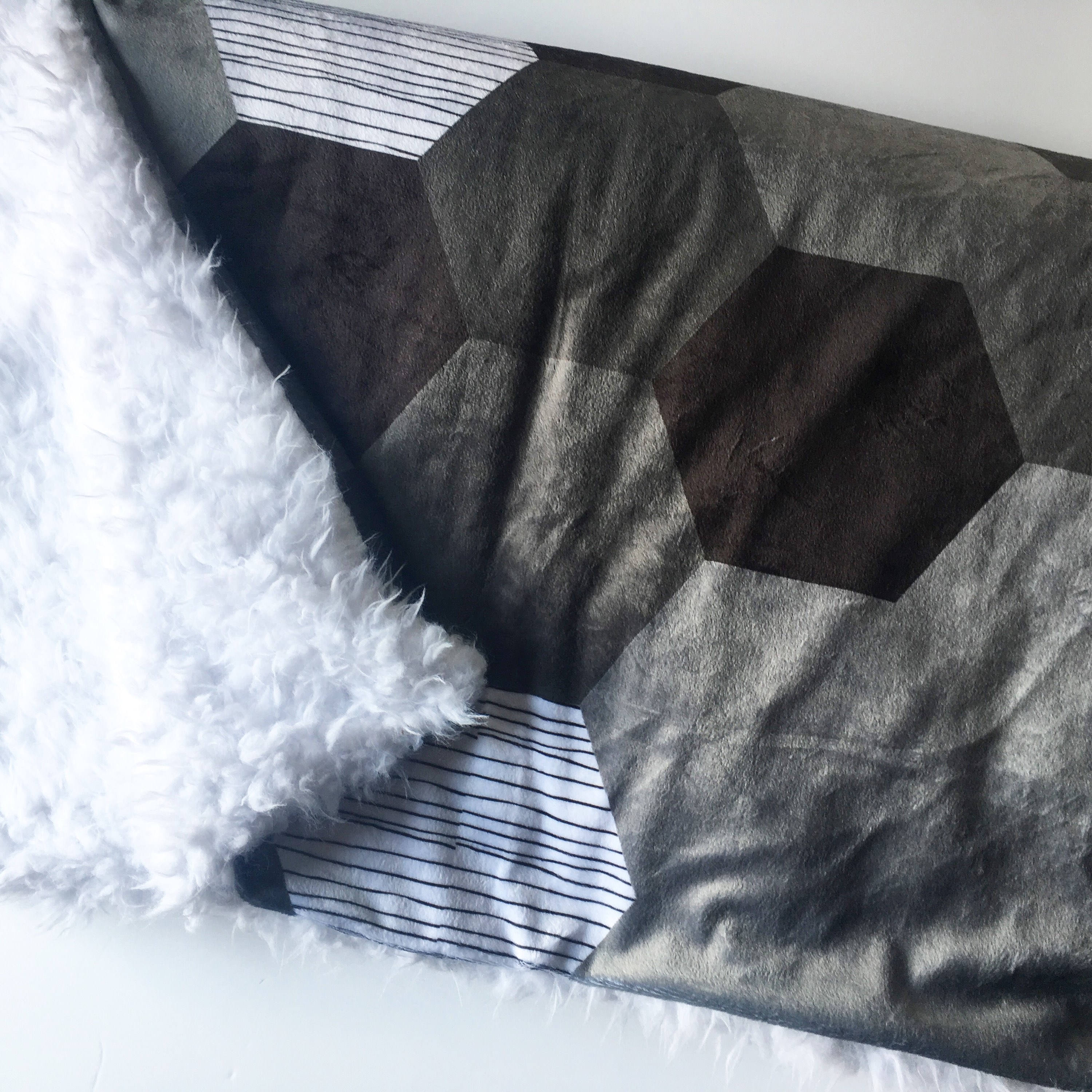 Geometric baby blanket Black White Blanket geometric Etsy