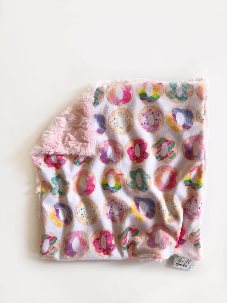 doughnut blanket donut blanket Donut lovey security blanket donut nursery minky toddler security blanket, girl baby shower gift