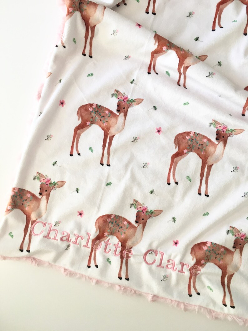 Girl Fawn Deer Baby Blanket fawn girl nursery Blanket deer Etsy
