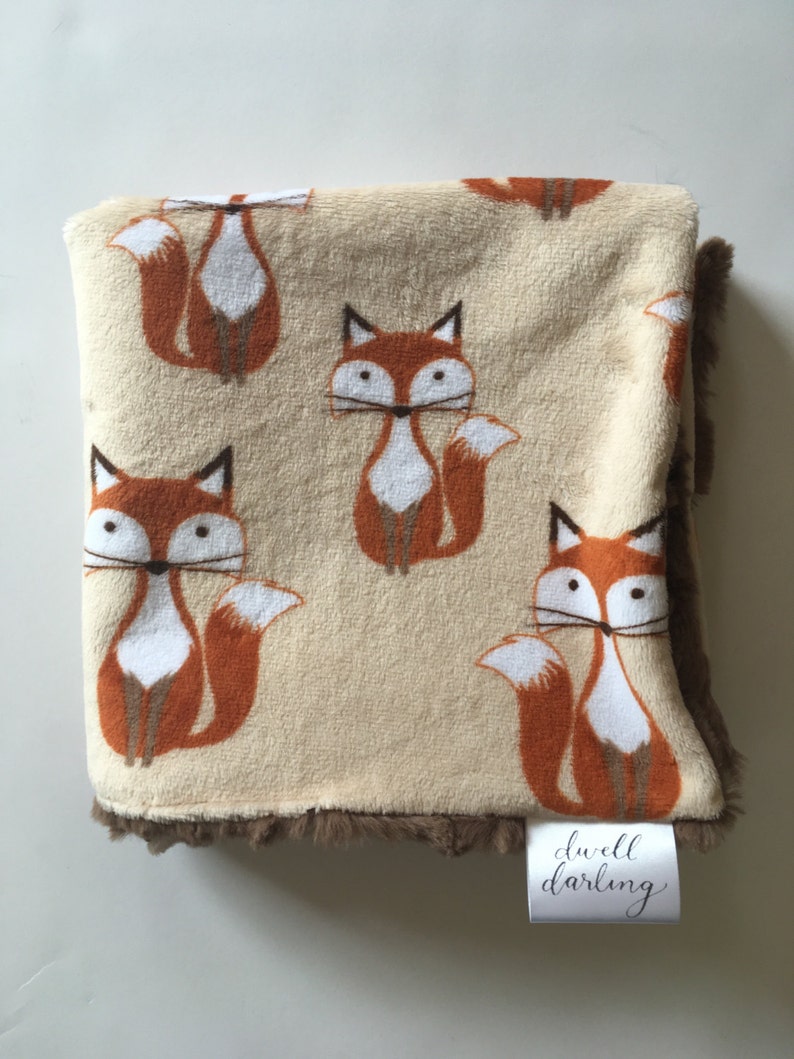 Fox Nursery Gender Neutral Baby Shower Gift baby Woodland Nursery Blanket minky Woodland Blanket Fox Baby lovey security blanket