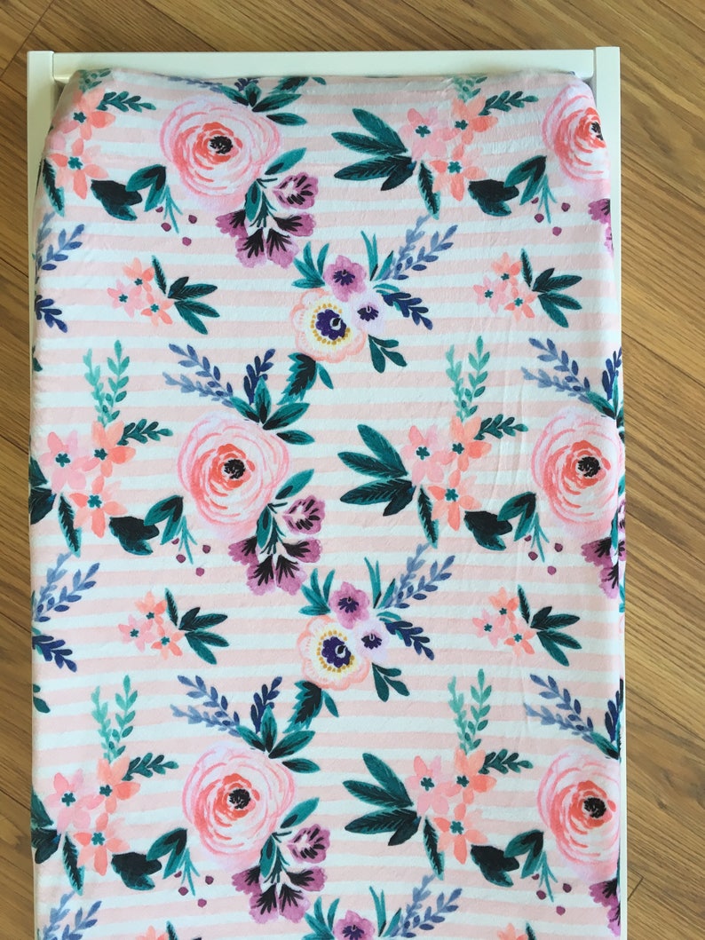 Floral Minky Changing Pad Cover blush nursery minky Etsy