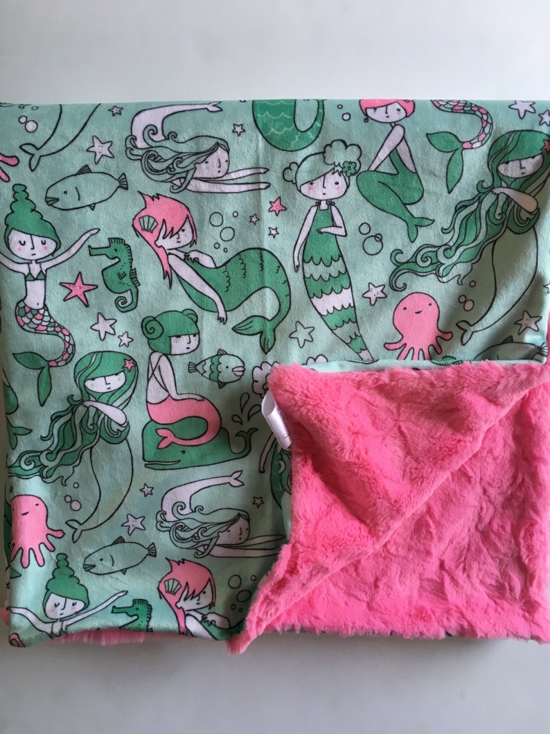 Mermaid baby Blanket Toddler Baby mint pink nursery modern Etsy