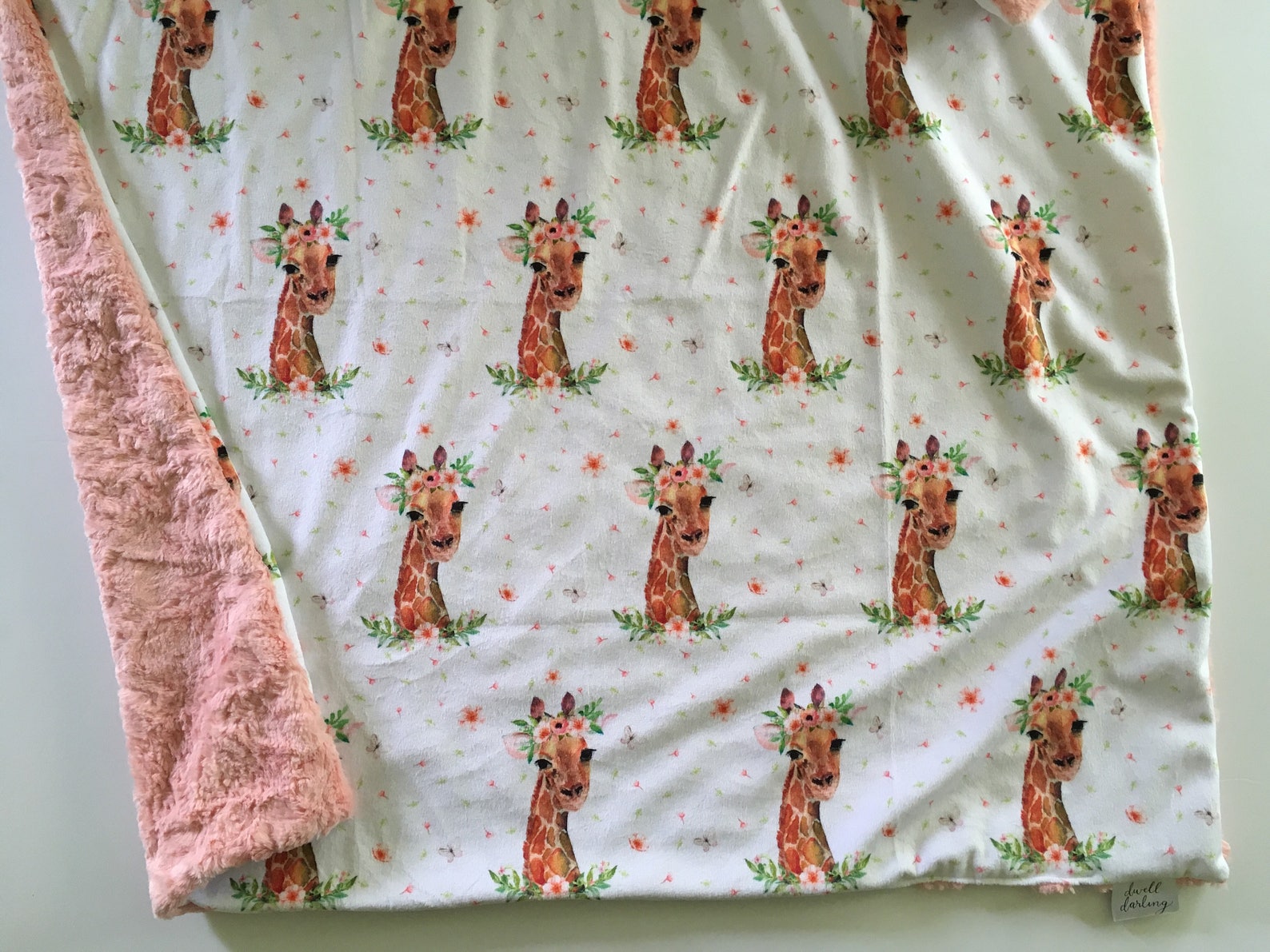 Giraffe Floral Baby Blanket giraffe baby blanket pink baby Etsy