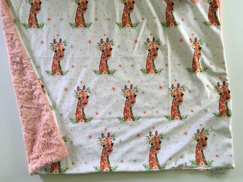 Giraffe Floral Baby Blanket giraffe baby blanket pink baby Etsy