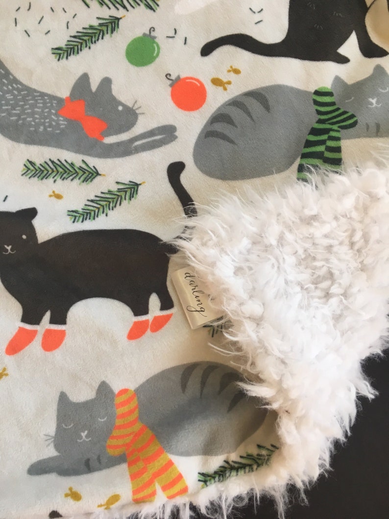 Christmas cat lovey holiday blanket kitty lovey blanket Etsy