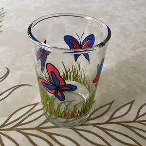 Vtg Libbey butterfly juice glass single juice glass 4 oz juice glass mid century retro juice glass