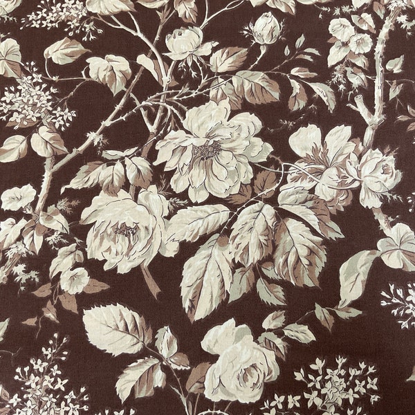 Ralph Lauren home decor fabric Lauren Ralph Lauren brown tan cream sage roses and lilac / neutral floral fabric 6 yards available BTY