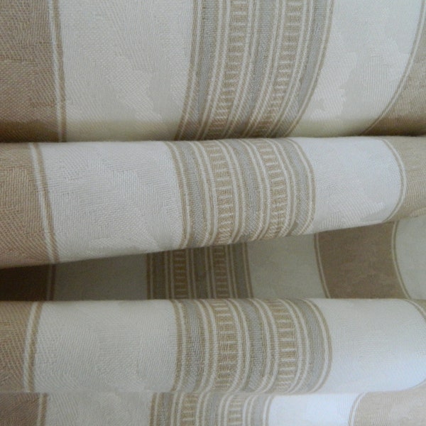 Neutral taupe gray cream stripe  P Kaufmann home decor fabric BTY  54 inches wide / Upholstery Roman shade fabric / free swatch
