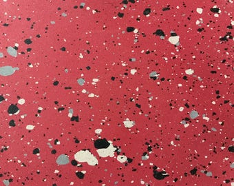 Red terrazzo style vintage linoleum floor tiles 9x9 4 piece