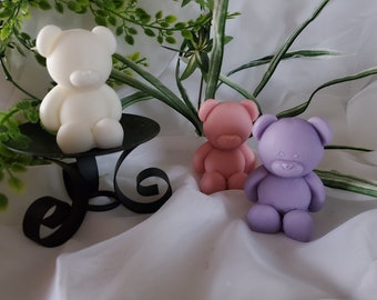 Adorable Teddy Bear Candle, Bear Shower gift, Birthday Party, Party Favors, Wedding Favors, Hostess Gift, Color Choice