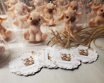 Super Cute Baby Scottish Highland Candle Favors, Cow Shower gift, Birthday Party, Party Favors, Wedding Favors, Hostess Gift, Color Choice