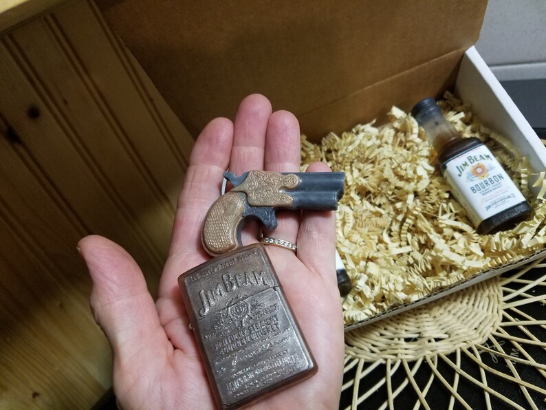 Rustic Whiskey Soap Gift Box For Him Derringer Gun Soap Etsy