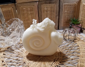 Ammonite Lady Soy Candle: Prehistoric Seashell Torso