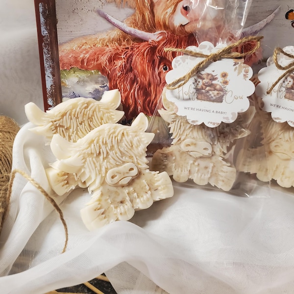 Highland Cow Honey Oatmeal Soap Favors, Scottish Highland Baby Shower, Party Favors