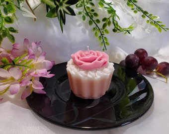 Rose Cupcake Candle,  Party Favors, Hostess Gift, Mother's Day Gift, Shower Favors, Valentines Day Gift, Birthday Party Favors, Gift for Her