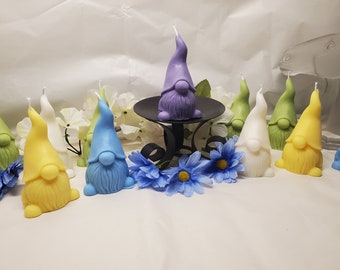 Adorable  Garden Gnome Candles, Cute Candle Gnomes, Fairy Garden, Soy Wax, Fun Colors