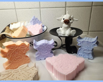 Super Cute Scottish Highland Baby Cow Soap, Cow Candle gift, Birthday Party, Party Favors, Wedding Favors, Hostess Gift, Color Choice