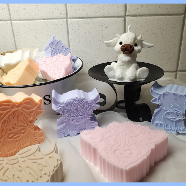 Super Cute Scottish Highland Baby Cow Soap, Cow Candle gift, Birthday Party, Party Favors, Wedding Favors, Hostess Gift, Color Choice