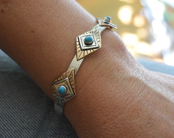 Turquoise Cuff Bracelet Opal Bracelet Birthstone Jewelry Sterling Silver Boho Jewelry Custom Jewelry Personalized Bracelet Gifts for Her