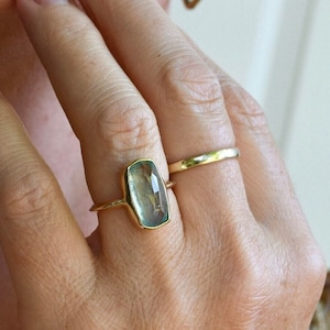 Aquamarine Ring Gold, Kyanite Ring Gold, Kyanite Ring Silver, Birthstone Ring, Handmade Jewelry, Natural Gemstone Ring, Rose Cut Engagement