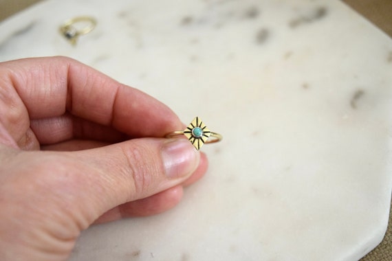North Star Ring Dainty Gold Rings Tiny Silver Rings Turquoise Labradorite Malachite Bohemian Jewelry Delicate Ring Stackable Holiday Gift