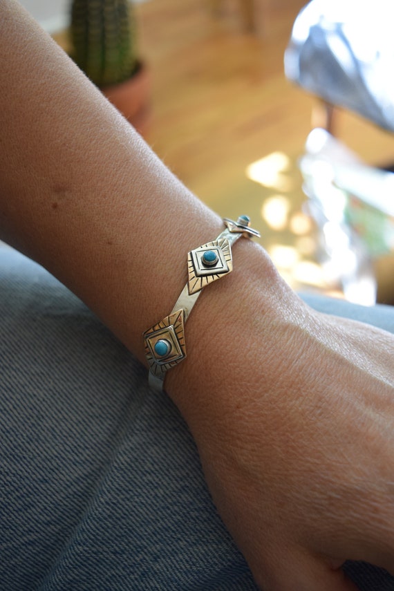 Turquoise Cuff Bracelet Opal Bracelet Birthstone Jewelry Sterling Silver Boho Jewelry Custom Jewelry Personalized Bracelet Gifts for Her
