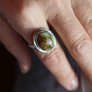 Turquoise Ring Natural Stone American Turquoise Ring Size 9 Unisex Boho Jewelry OOAK Ring Recycled Sterling Men’s Rings Birthstone Jewelry