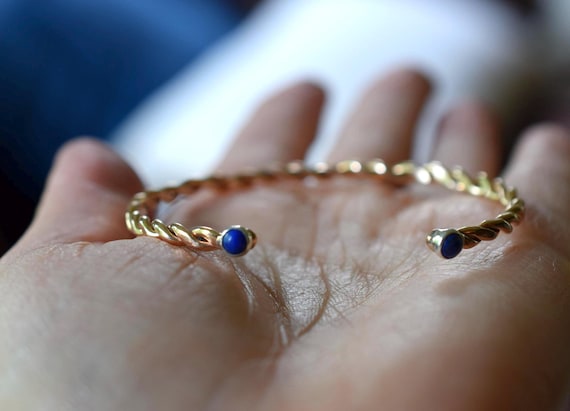 Gold Twist Cuff Bracelet with Gemstone Detail, Silver Twist Cuff, Dainty Gold Cuff, Simple Brass Cuff Bracelet, Nature Gemstone Jewelry