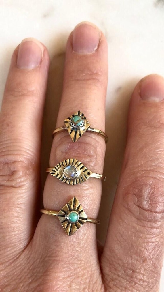 North Star or Eye Ring, Dainty Gold Rings, Tiny Silver Rings, Natural Gemstone Ring, Bohemian Jewelry Delicate Stackable Ring, Birthday Gift