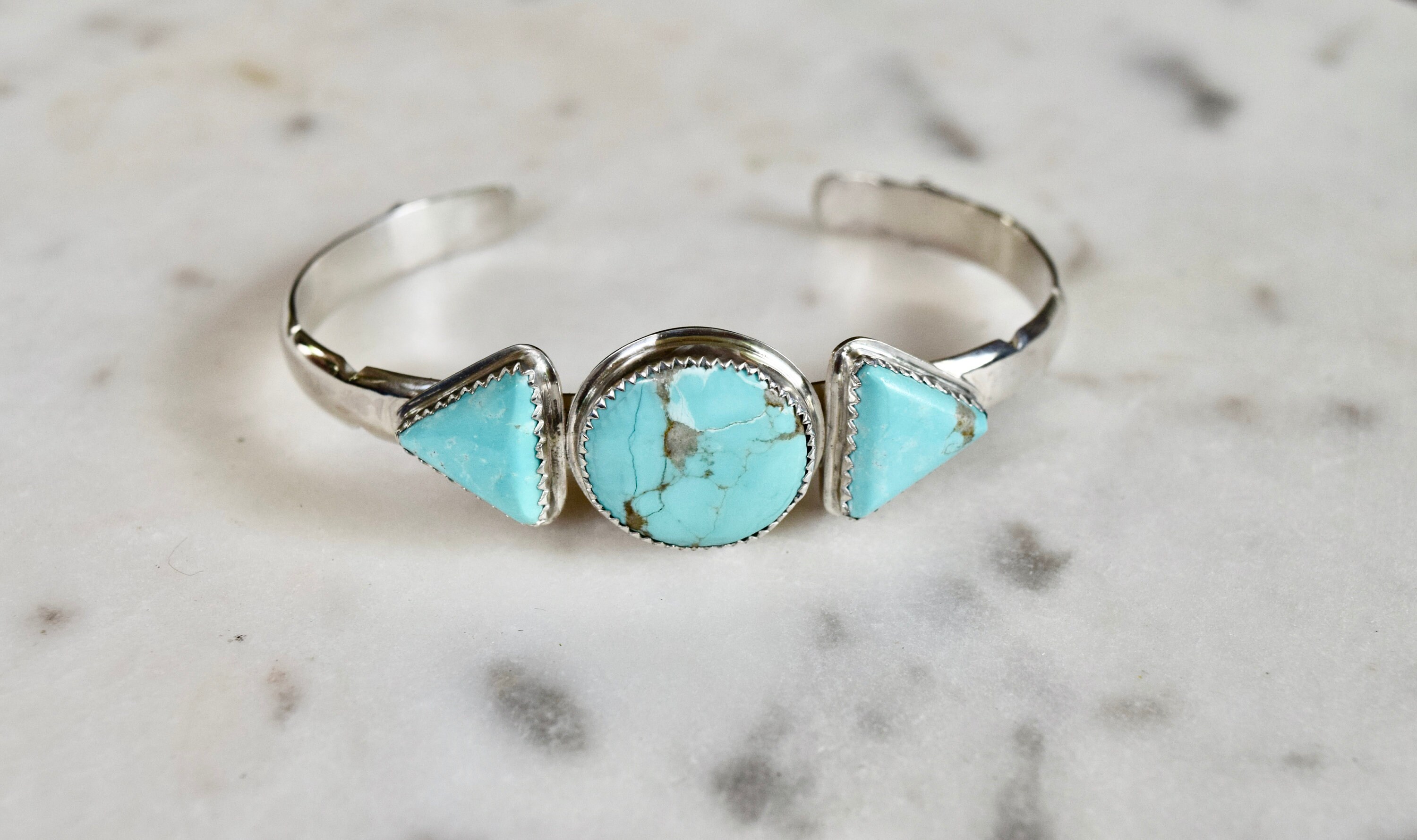 Silver cuff bracelet 2024 with turquoise stone