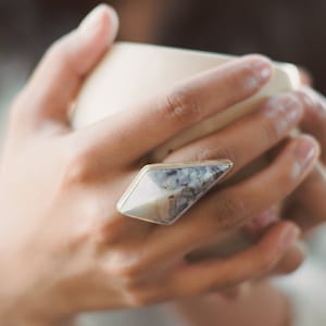 Lace Onyx Ring Maximalist Ring Boho Sieraden Grote Ring Geometrische Sieraden Unieke Ring Moderne Sieraden Sterling Grote Ringen Natuursteen Ring