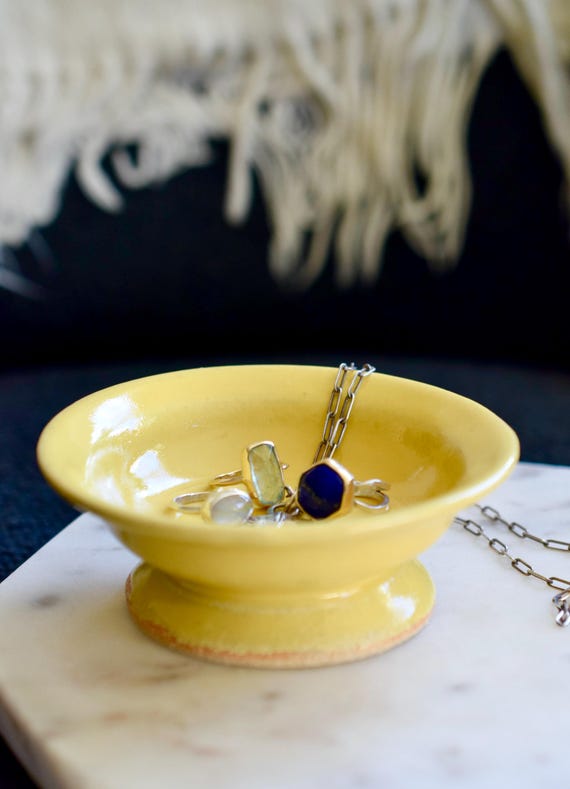 Handmade Ceramic Ring Dish: Pottery Jewelry Holder, Food Safe Bowl, Footed Stoneware Jewelry Bowl, Ice Cream Bowl, Candy Dish