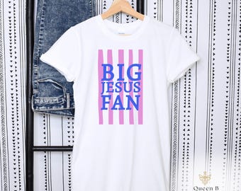 Big Jesus Fan Summer Stripes T-Shirt | Christian Faith