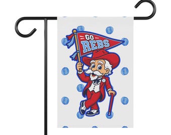 Drapeau de jardin Go Rebs Mascot | Drapeau à pois Hotty Toddy Rebels, équipe universitaire