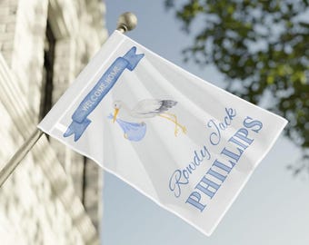 Flag Banner, Baby Announcement Custom Boy Girl 36x24, Gender Reveal Pregnancy Sign, Nursery Decor, Personalized Name Pennant, Baby Shower