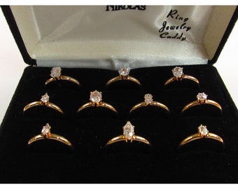 House of Nikolas Gold Tone CZ Solitaire Ring Set Sz8 With
