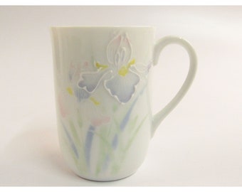 Vintage Otagiri Iris Garden Porcelain Mug Delicate Pastels CC760