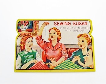 1950's Sewing Needle Book, Sewing Susan Needle Book In Original Sleeve