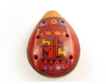 Peruvian Whistle Folk Art Decoration Mini Clay Ocarina Made in Peru hecho 