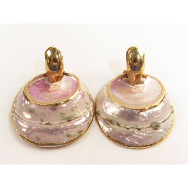 Natural Gold Dipped Shell Pierced Earrings JA508