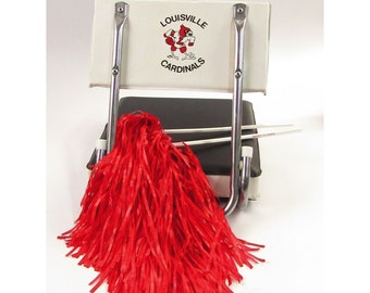 University Of Louisville Cardinals Stadium Seat and A Set Of U of L Pom-Poms H094