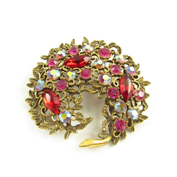 Vintage Emmons Designer Red Marquis, Pink, AB Rhi… - image 1