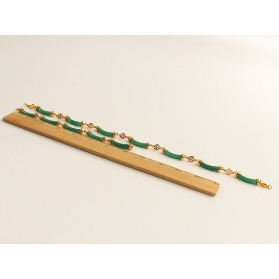Green Jade Oriental Style Collar Necklace and Mat… - image 3