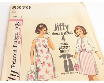 Simplicity Jiffy Girls Dress and Jacket Size 12 Sewing Pattern L158