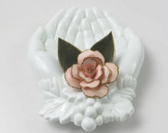 Vintage Paper Rose Brooch, Lapel Pin, Hat Pin