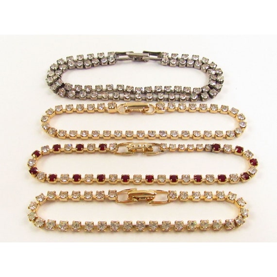 Vintage Rhinestone Bracelet Collection, Tennis Br… - image 1