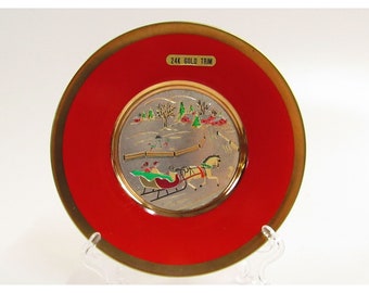 Vintage Himark Art of Chokin Holiday Wall Plate 24K Trim J606