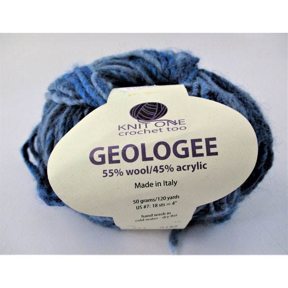 Knit One Crochet Too Geologee Yarn Wool Acrylic Blend Blue 1 - Etsy